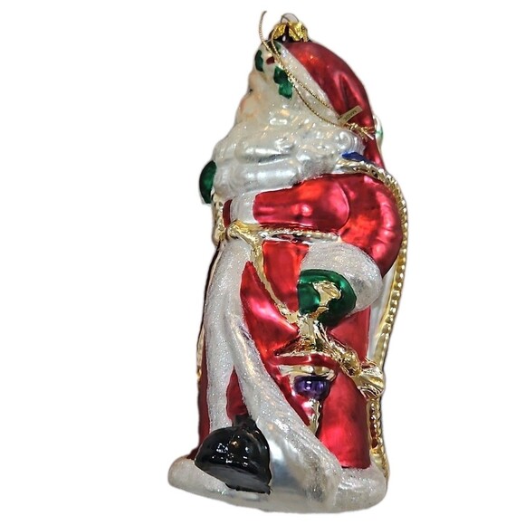 Vintage BK Collectible Glass Christmas Ornament Santa 8 in - Picture 2 of 7